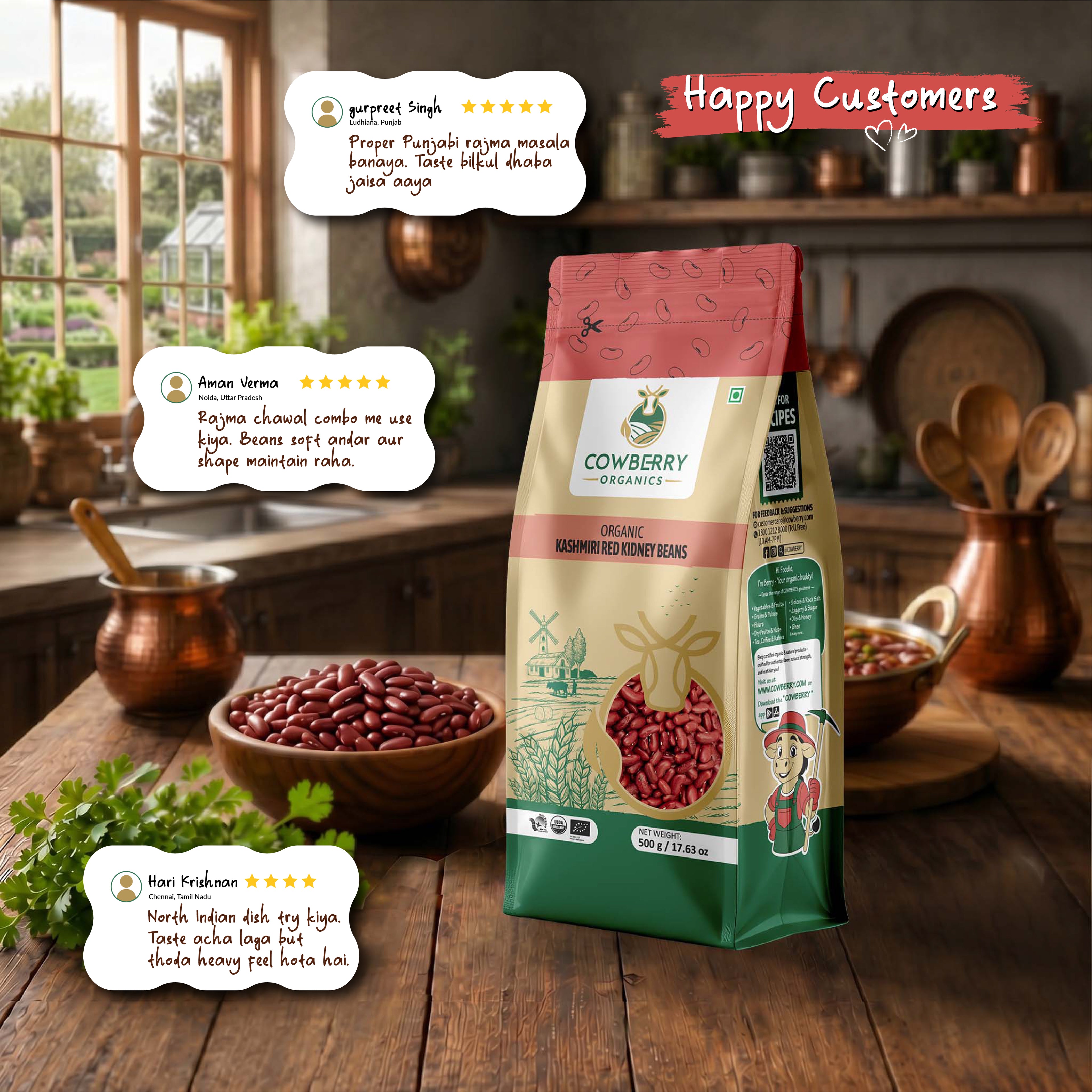 Organic Kashmiri Red Kidney Beans (Rajma)